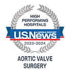 U.S. News High Performing Hospitals badge -Aortic Valve Surgery